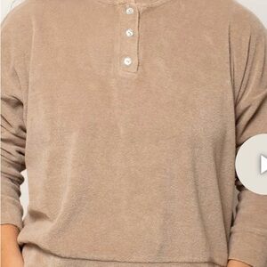 Donni terry henley  Tan Pullover Sweatshirt